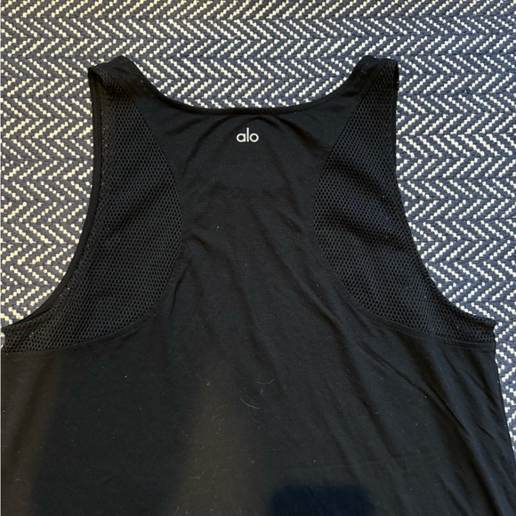 Black Alo tank with wide netting on back of shoulders - Picture 3 of 3